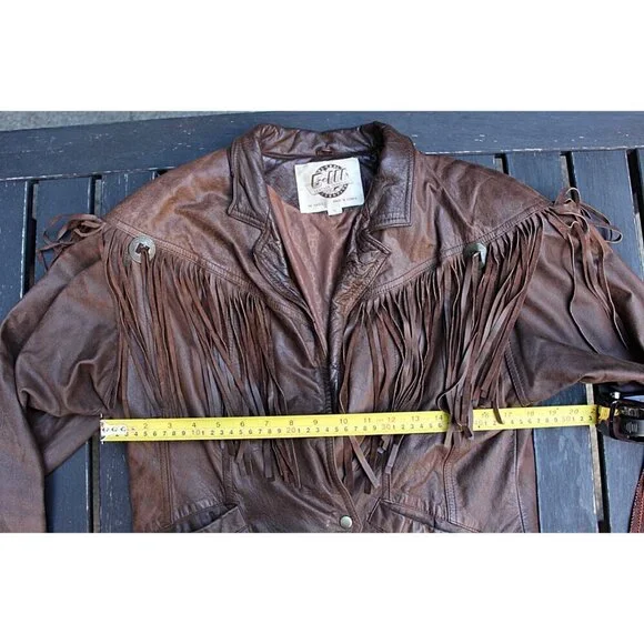 Vintage 1980s Over-the-Top Fringe Leather Bomber Jacket from Aubergine Med - Picture 10 of 15